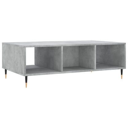 Concrete Grey Coffee Table – 104x60x35 cm | Engineered Wood with Iron Legs