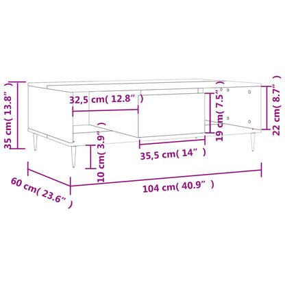Concrete Grey Coffee Table – 104x60x35 cm | Engineered Wood with Iron Legs