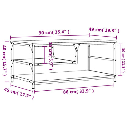 Coffee Table Brown Oak – 90x49x40 cm – Engineered Wood with Metal Frame – Elegant & Functional Living Room Table