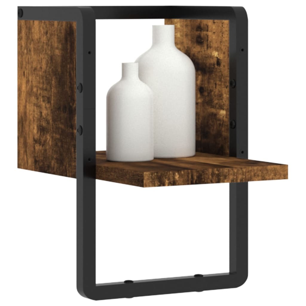 Wall Shelf with Bar Smoked Oak 20x25x30 cm