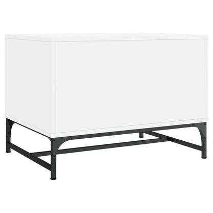 Modern White Coffee Table with Glass Doors – Engineered Wood Storage Table (68.5x50x50 cm)