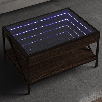 Coffee Table With Infinity Led Brown Oak