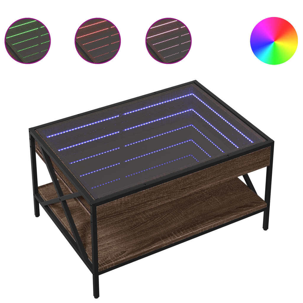 Coffee Table With Infinity Led Brown Oak