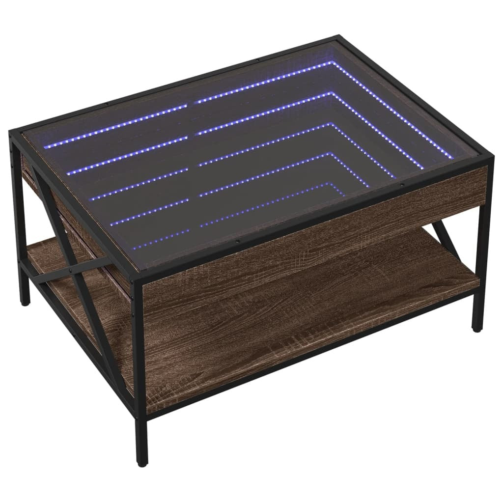 Coffee Table With Infinity Led Brown Oak