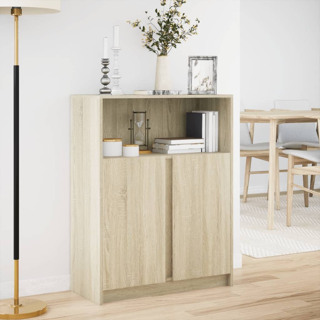 Sideboard With Led Sonoma Oak
