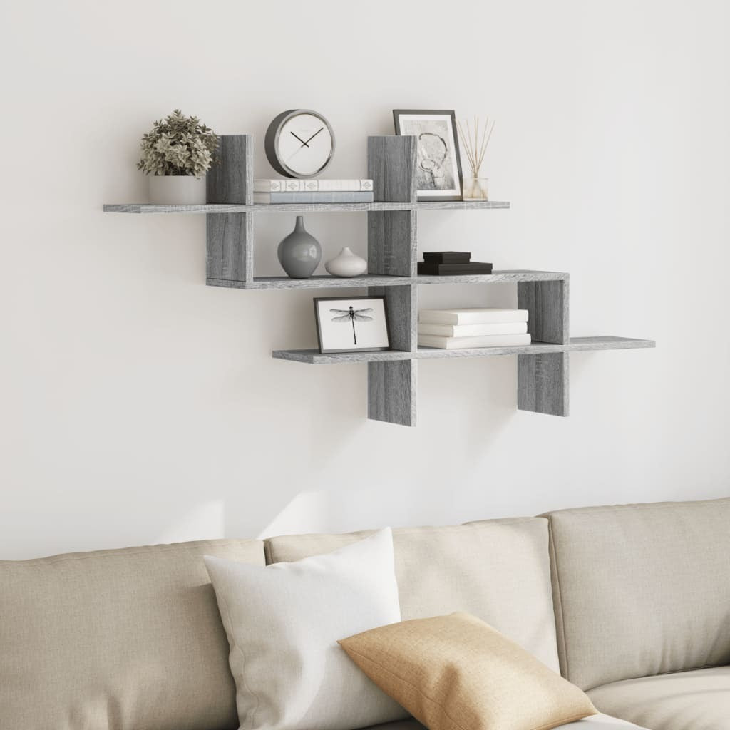 Wall Shelf Grey Sonoma 124.5x18x60.5 cm Engineered Wood