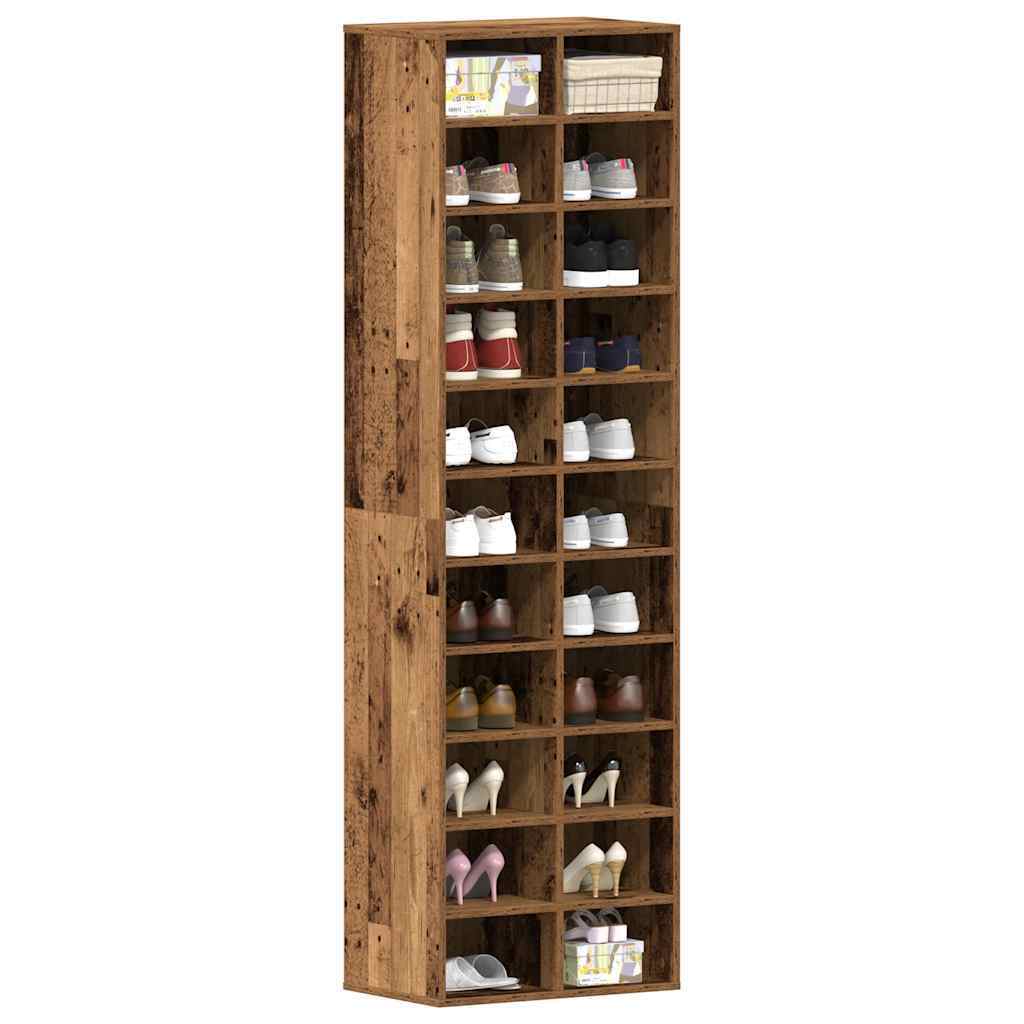 Shoe Cabinet Old Wood 54x34x183 cm Engineered Wood