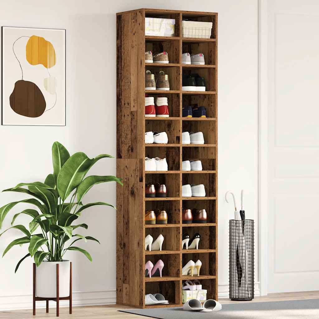 Shoe Cabinet Old Wood 54x34x183 cm Engineered Wood