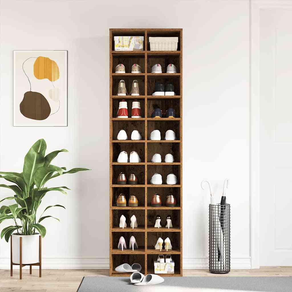 Shoe Cabinet Old Wood 54x34x183 cm Engineered Wood