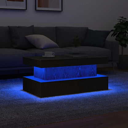 Coffee Table With Led Lights Black Oak