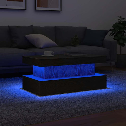 Coffee Table With Led Lights Black Oak