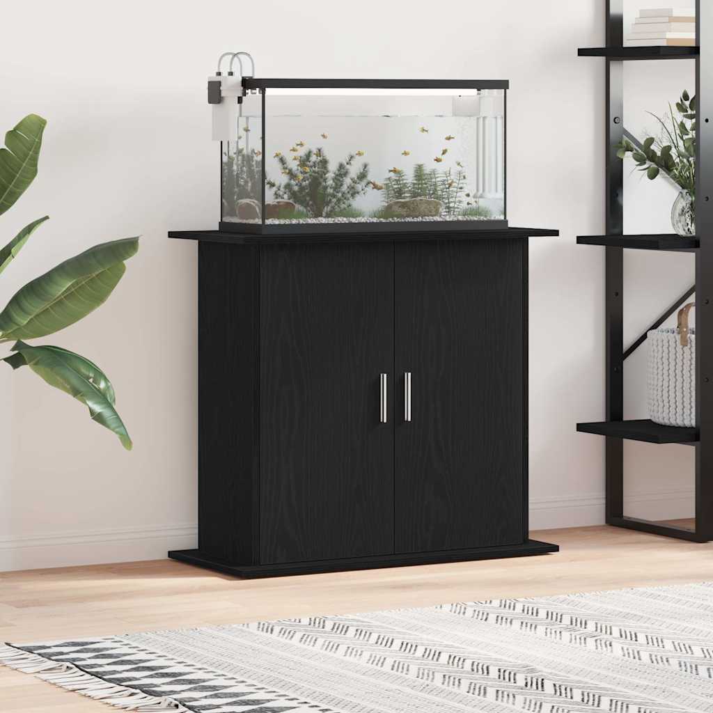 Aquarium Stand – 81x36x73 cm Black Oak | Engineered Wood Cabinet with Storage for Fish Tank