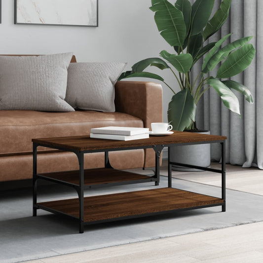 Coffee Table Brown Oak – 90x49x40 cm – Engineered Wood with Metal Frame – Elegant & Functional Living Room Table