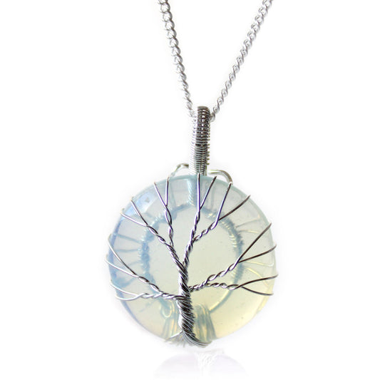 Tree of Life Gemstone Necklace - Opalite 