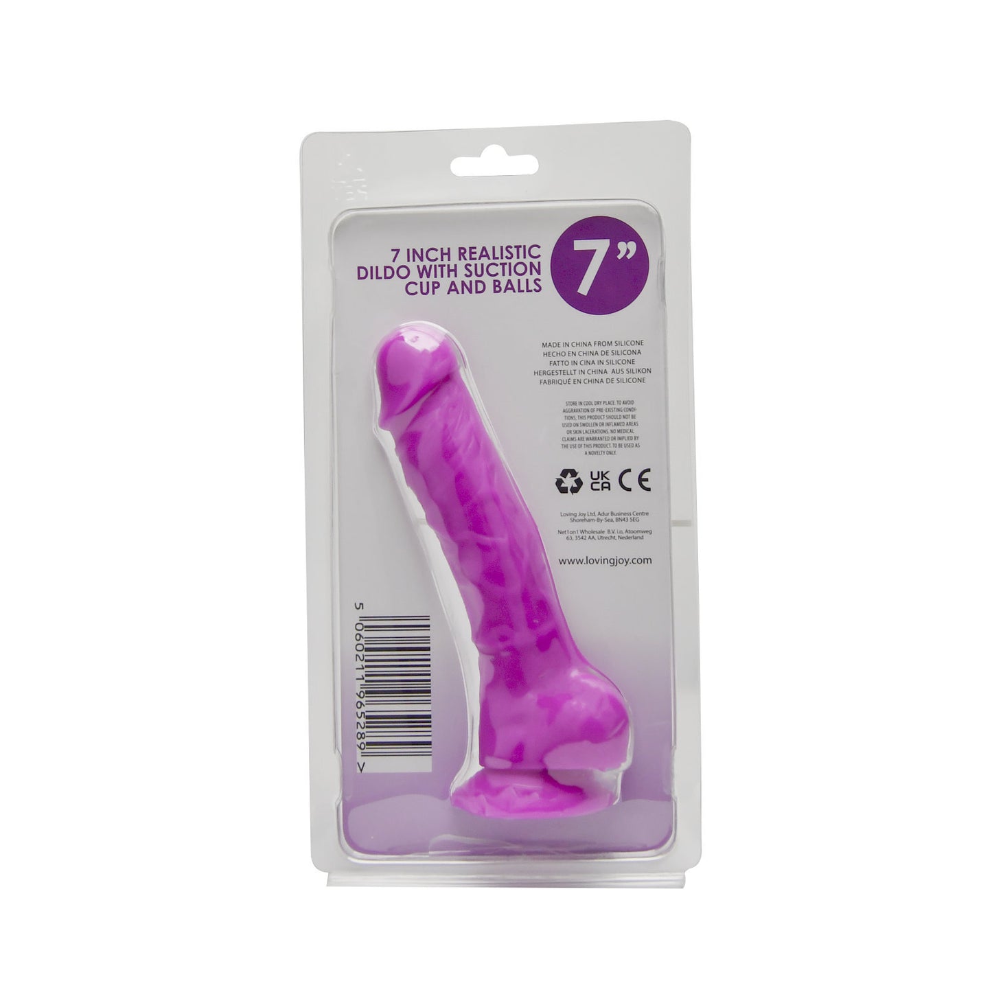 8 Inch Realistic Silicone Dildo with Suction Cup and Balls Purple