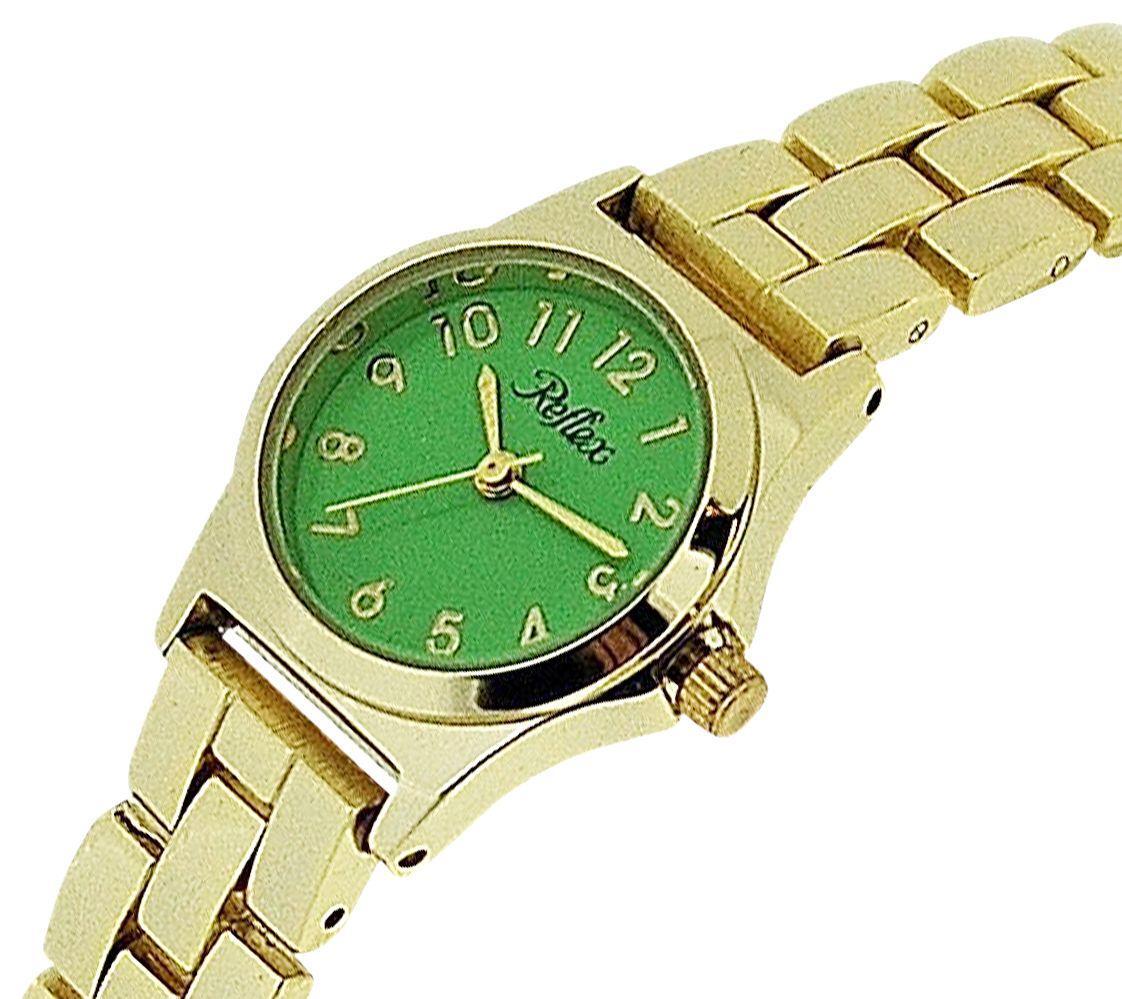 Ladies Metal Analogue Green Dial & Yellow Tone Metal Bracelet Strap Watch LB106