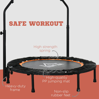 40" Foldable Fitness Trampoline Rebounder with Adjustable Handle – Home Gym Workout