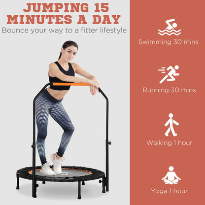 40" Foldable Fitness Trampoline Rebounder with Adjustable Handle – Home Gym Workout