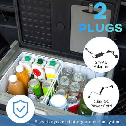 50L 12V Portable Car Refrigerator – Freezer with Inner LED Light, Wheels, and Digital Temperature Control by Outsunny