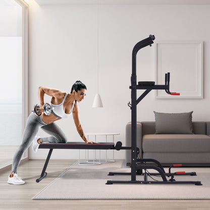 Multifunction Home Gym Station – Steel Frame Workout Tower with Bench, Bars & Ropes by HOMCOM