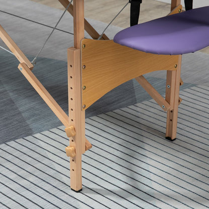Purple Portable Massage Table – 2-Section Folding Spa & Beauty Bed with Carry Case