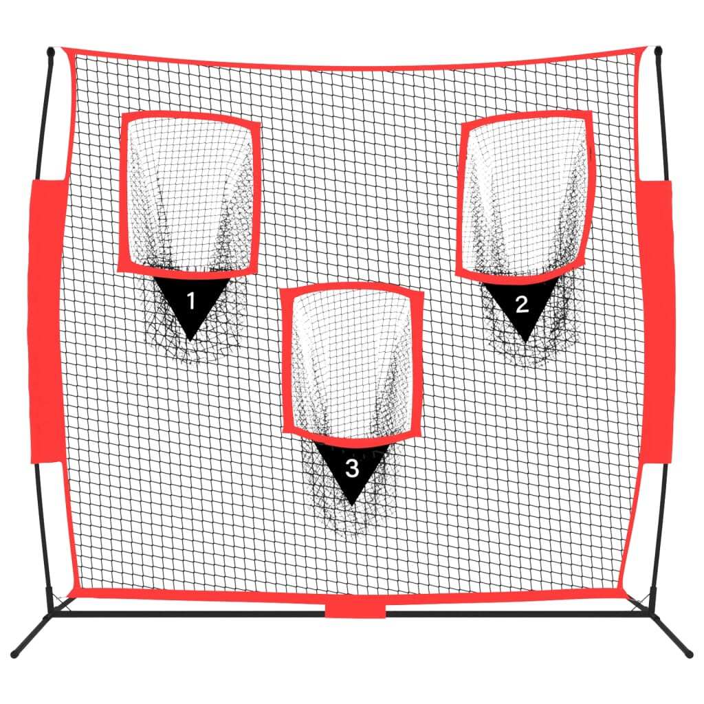 Portable Baseball Net Black and Red 183x105x183 cm Polyester