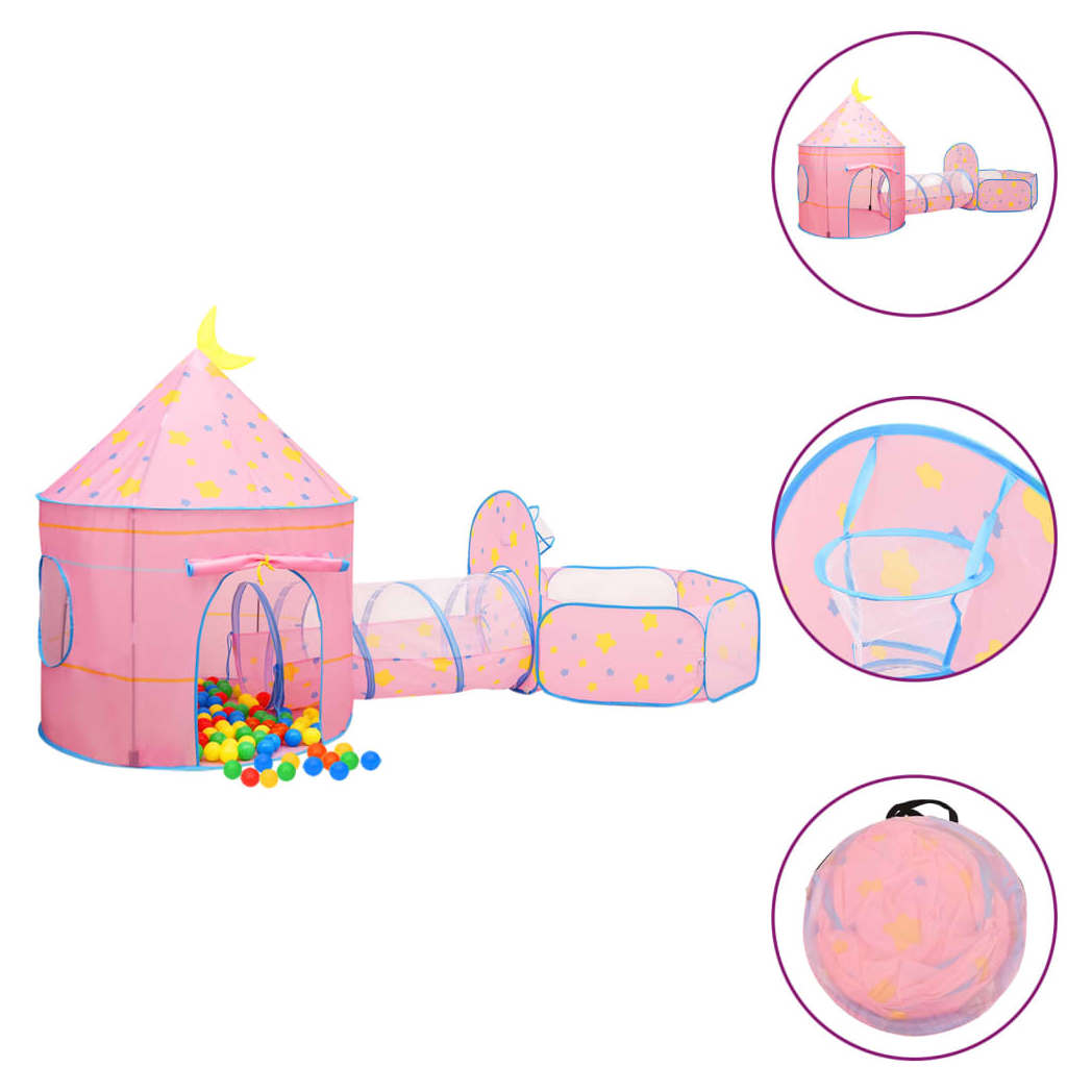 vidaXL Children Play Tent with 250 Balls Pink 301x120x128 cm