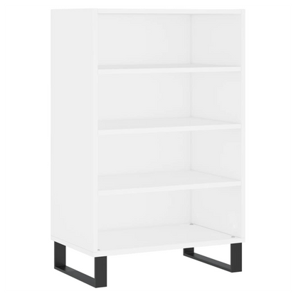 White Highboard – 57x35x90 cm | Modern Storage Cabinet in Engineered Wood with Iron Legs
