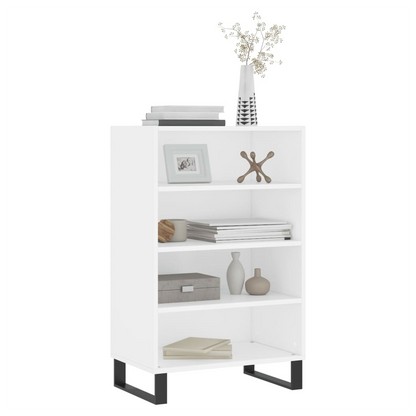 White Highboard – 57x35x90 cm | Modern Storage Cabinet in Engineered Wood with Iron Legs
