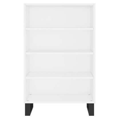 White Highboard – 57x35x90 cm | Modern Storage Cabinet in Engineered Wood with Iron Legs