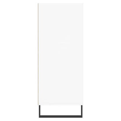 White Highboard – 57x35x90 cm | Modern Storage Cabinet in Engineered Wood with Iron Legs