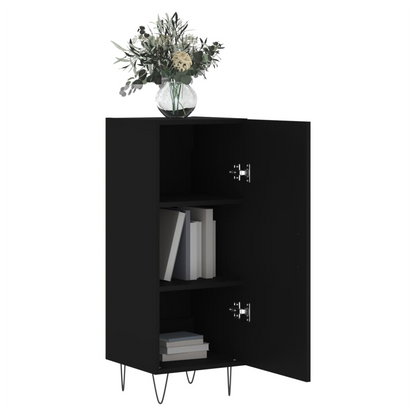 Black Sideboard – 34.5x34x90 cm | Engineered Wood Modern Storage Unit