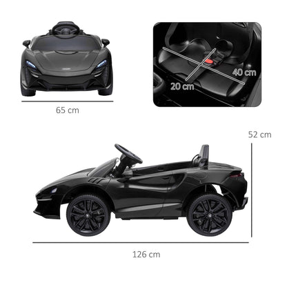 McLaren Licensed 12V Kids Electric Ride-On Car – Black | Remote Control, Music, 3–6 Yrs