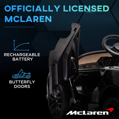 McLaren Licensed 12V Kids Electric Ride-On Car – Black | Remote Control, Music, 3–6 Yrs