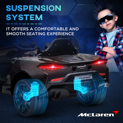 McLaren Licensed 12V Kids Electric Ride-On Car – Black | Remote Control, Music, 3–6 Yrs