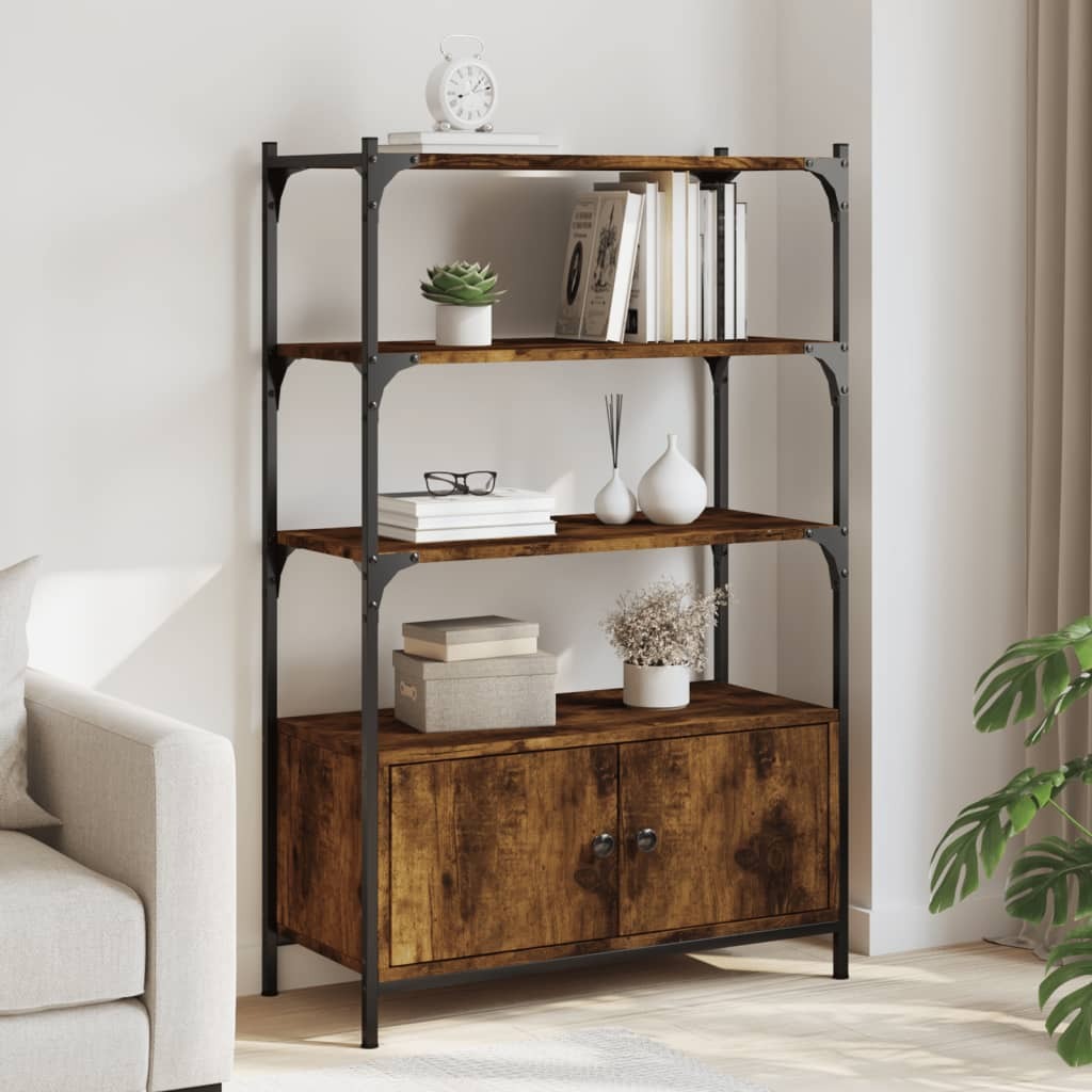 Bookcase 3-Tier Smoked Oak 70x30x109.5 cm Engineered Wood