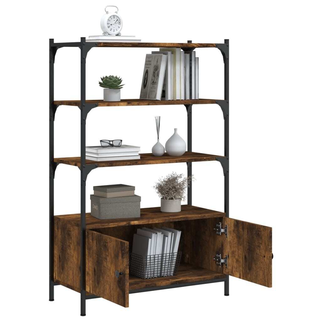 Bookcase 3-Tier Smoked Oak 70x30x109.5 cm Engineered Wood