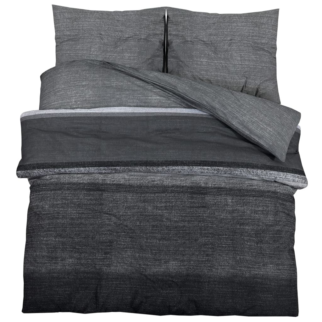 Duvet Cover Set Dark Grey 240x220 cm Cotton