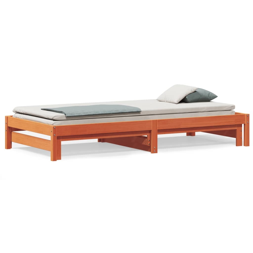 vidaXL Day Bed with Trundle Wax Brown 80x200 cm Solid Wood Pine