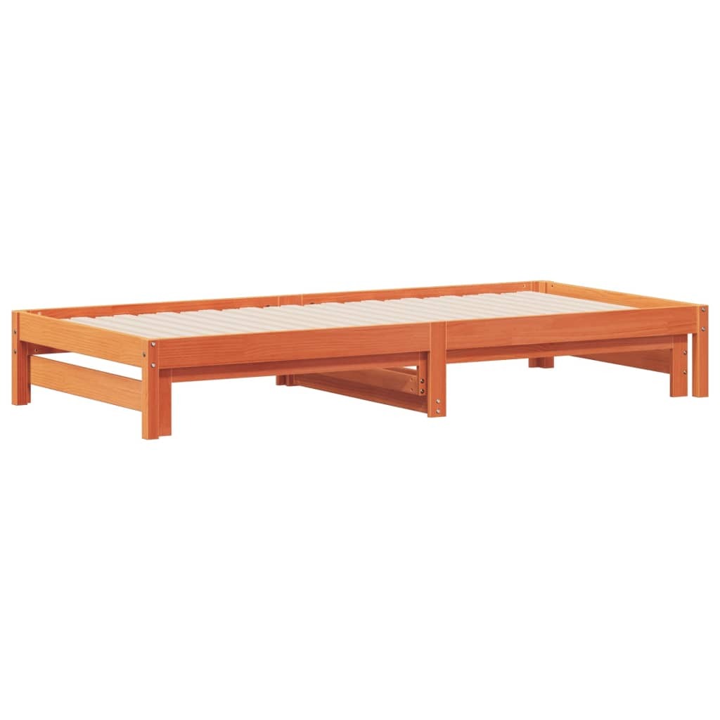 vidaXL Day Bed with Trundle Wax Brown 80x200 cm Solid Wood Pine