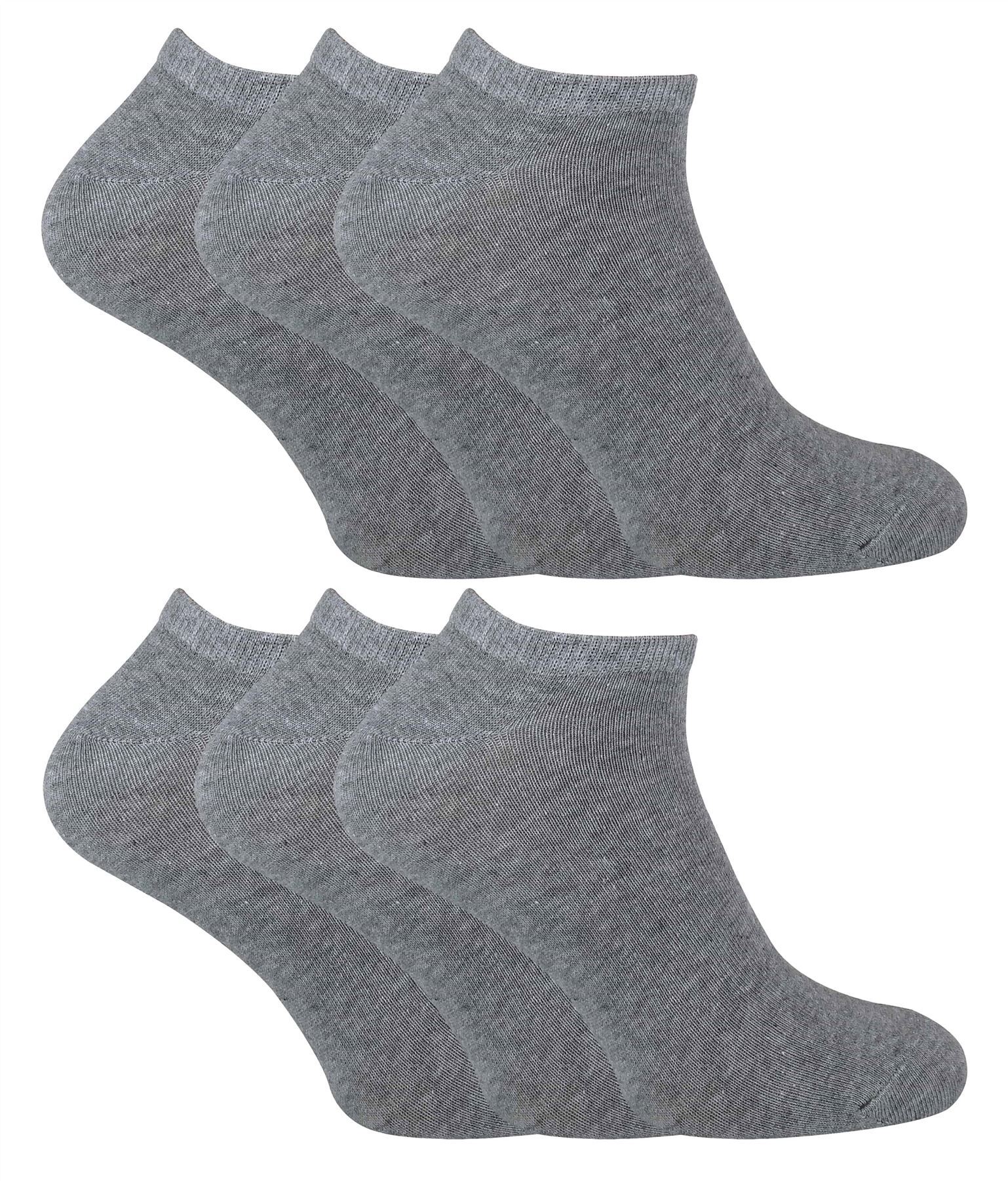 Children's Cotton Trainer Socks (12-3 / Grey) 6 Pack 