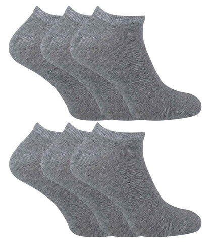 Children's Cotton Trainer Socks – 6 Pack Grey (UK Size 12-13) | Breathable & Soft