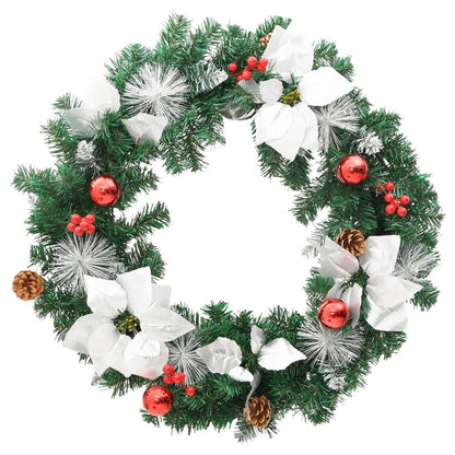 60cm Green PVC Christmas Wreath with LED Lights – Indoor & Outdoor Decoration
