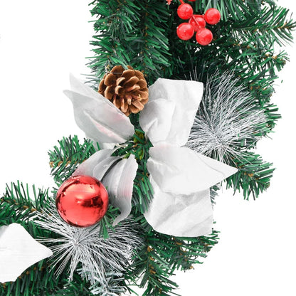 60cm Green PVC Christmas Wreath with LED Lights – Indoor & Outdoor Decoration