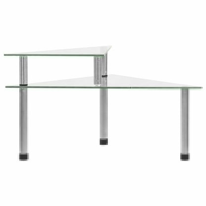 2-Tier Transparent Kitchen Shelf – 49.5x35x19 cm | Tempered Glass & Stainless Steel Organizer