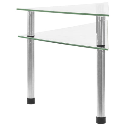 2-Tier Transparent Kitchen Shelf – 49.5x35x19 cm | Tempered Glass & Stainless Steel Organizer
