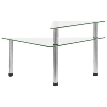 2-Tier Transparent Kitchen Shelf – 49.5x35x19 cm | Tempered Glass & Stainless Steel Organizer