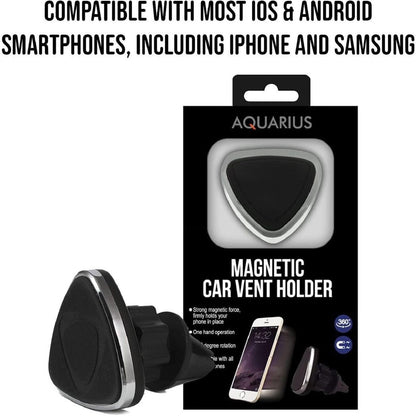 Universal Magnetic Phone Car Mount – Silver | 360° Rotation, Air Vent Clip, All Phones