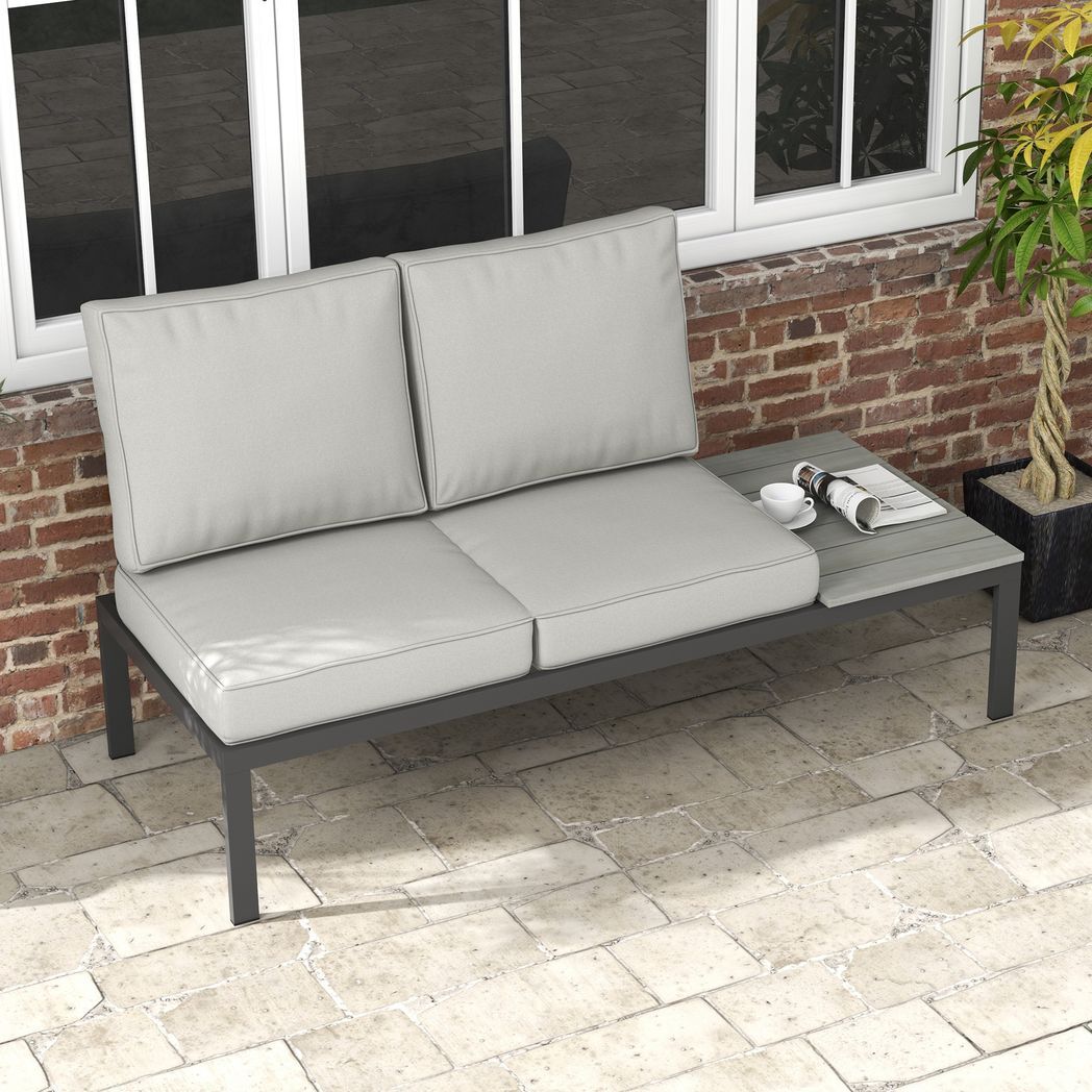 Seat Cushion with Back, for Garden, Light Grey