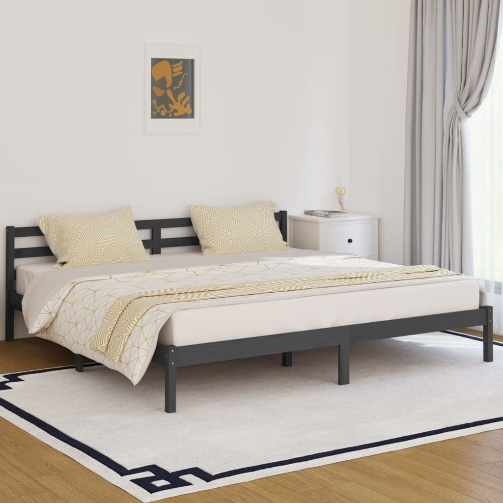 Bed Solid Wood Pine 200x200 cm Super King Grey